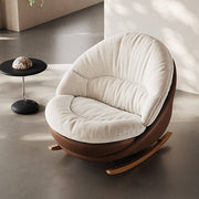 Cream Rocking Lounge Chair with Brown Wraparound Shell